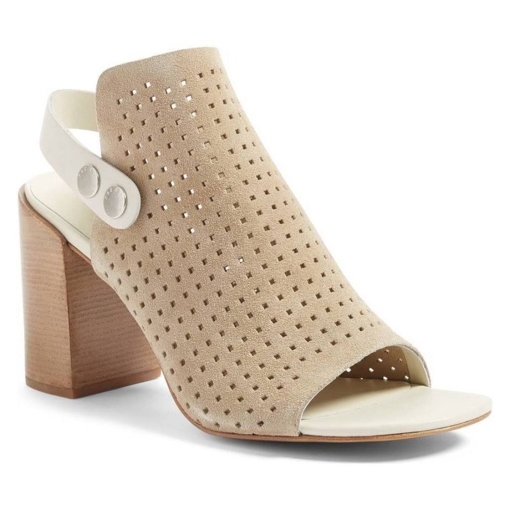 RAG & BONE Leigh peep toe lethaer perferated heeled sandal